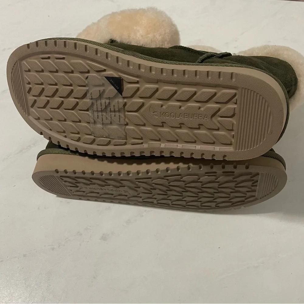 Koolaburra UGG Olive Green Solana Short Leather‎ Sheepskin Boots Size 7